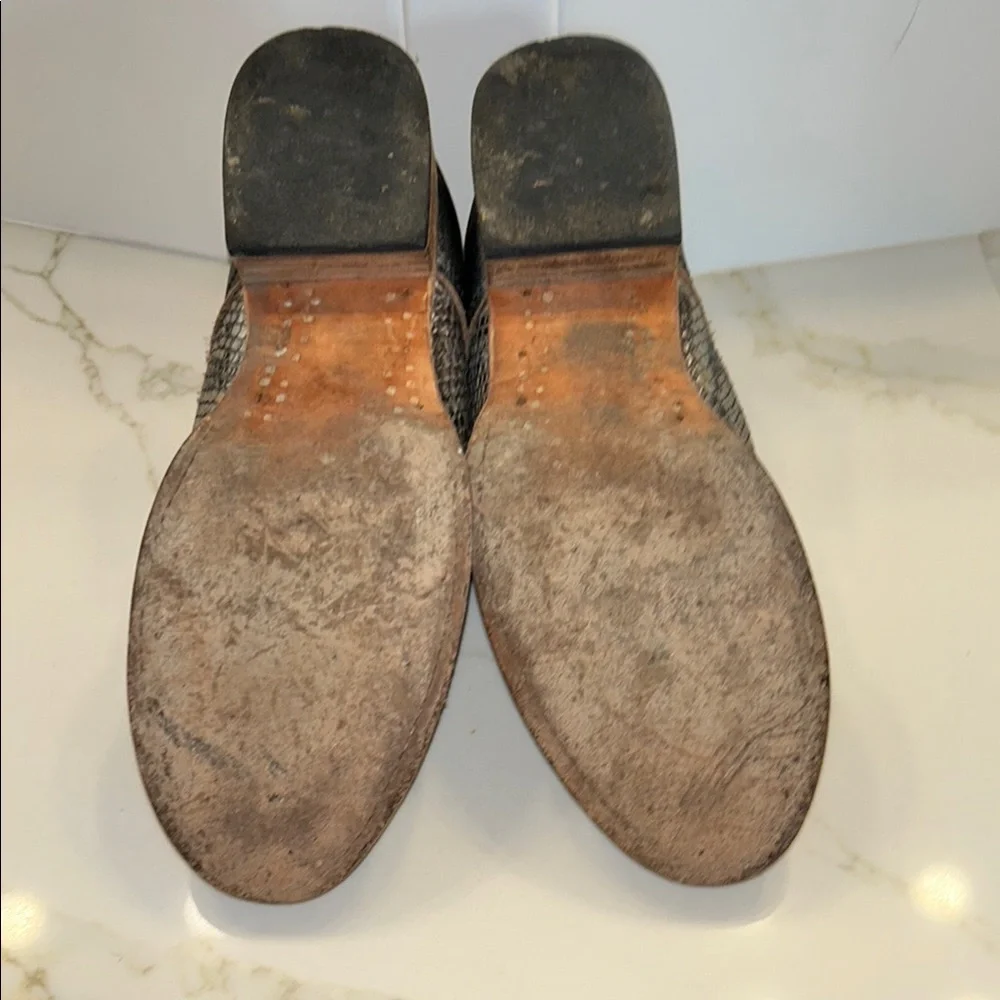 freebird Black and Brown Snake-Print Slip-On Loafers
